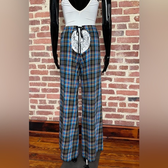 Savage x Fenty Tied Up Tartan Open-Back  Pajama  Pants in Size Small - Picture 4 of 5